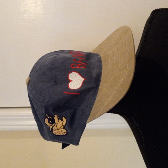 💯🧢Vintage Blue & Tan Denim "I ❤ Beanie Babies" Baseball Cap Adjustable Size - Picture 2 of 6